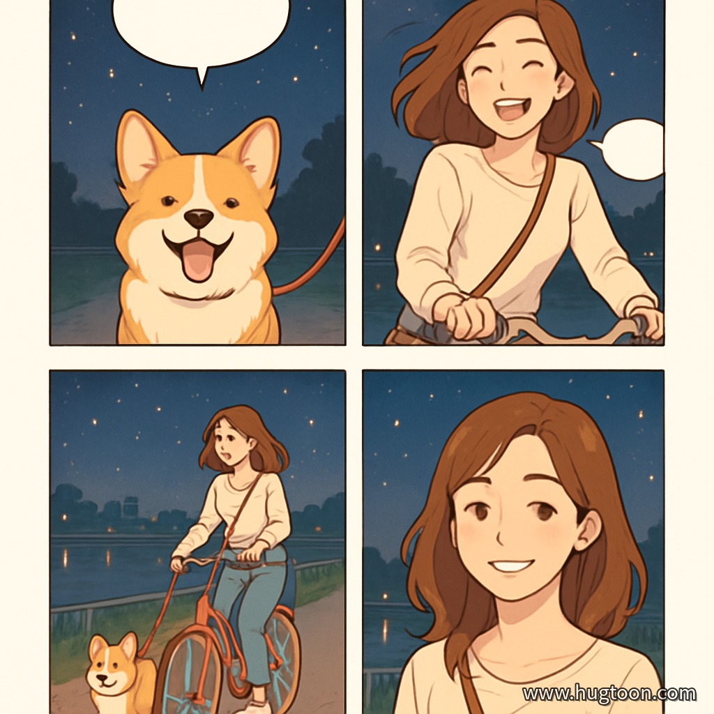 별빛 속 강아지 산책